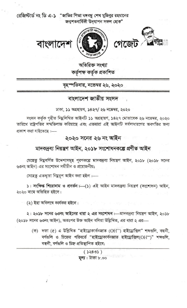 Narcotics Control (Amendment) Act, 2020